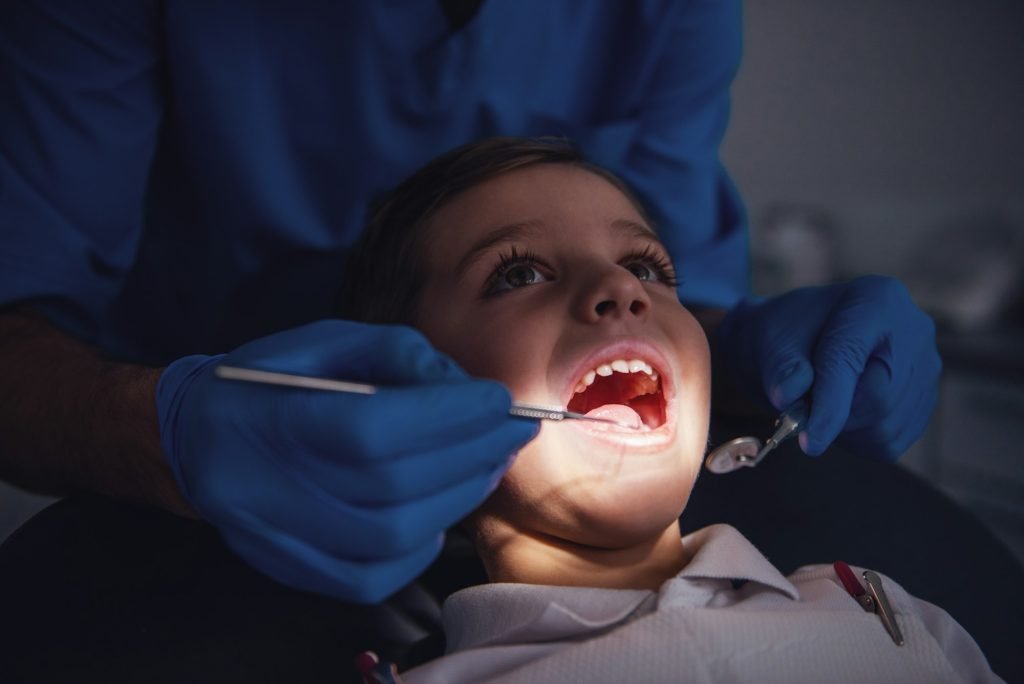 Little boy at the dentist